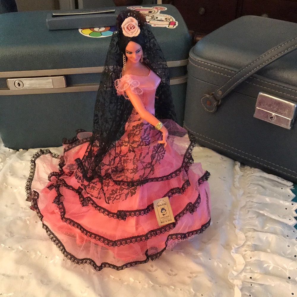 Vintage '70s Marin Chiclana Hot Pink Flamenco Doll